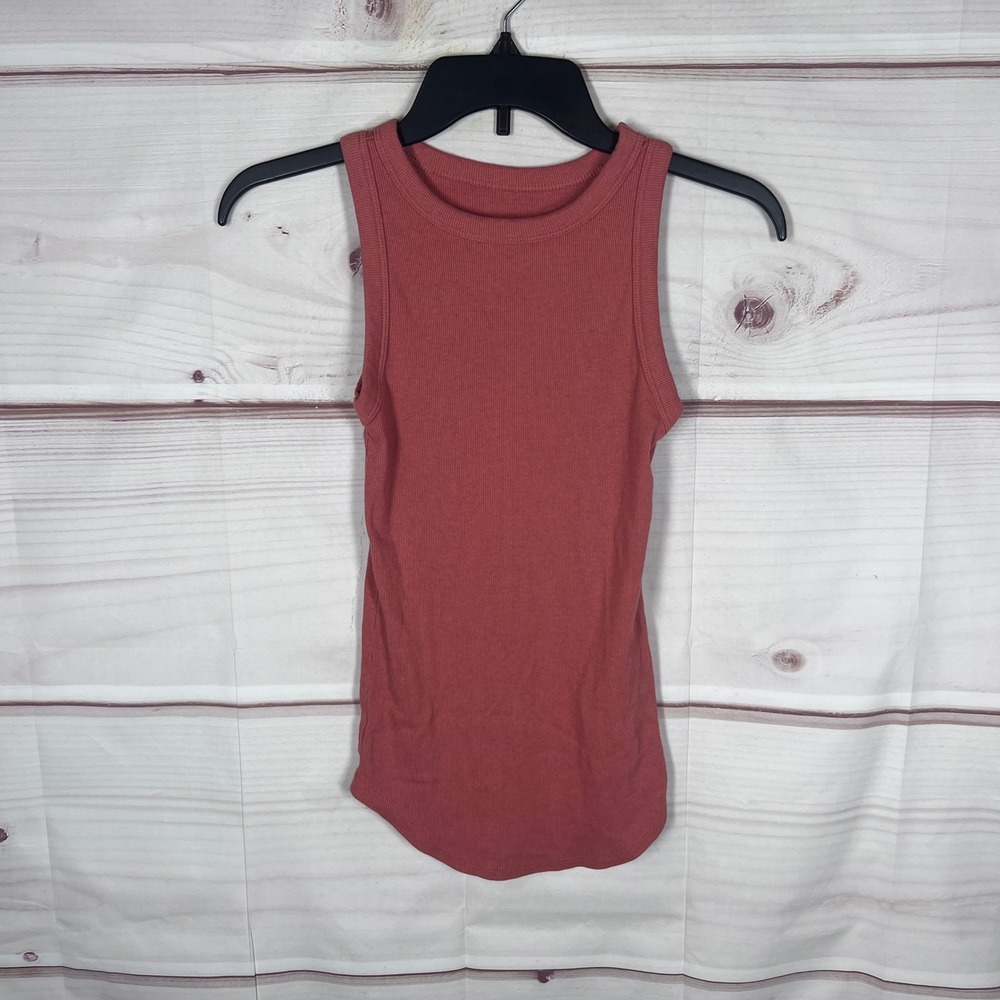A New Day Tank Top Women Small Pink Ribbed Knit Sleeveless Casual Slim Fit Solid